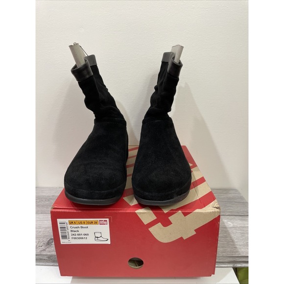 Fit flop crush boot black suede with black leather‎ women's 8M wobble board NIB - Picture 1 of 10